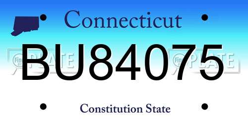 BU84075 Connecticut License Plate