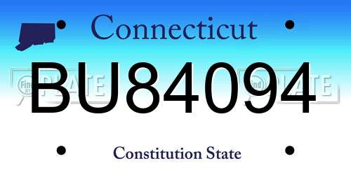 BU84094 Connecticut License Plate