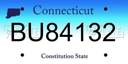 BU84132 Connecticut License Plate