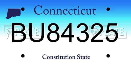 BU84325 Connecticut License Plate