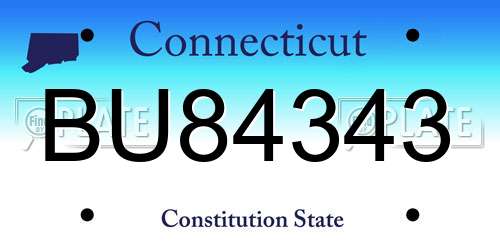 BU84343 Connecticut License Plate