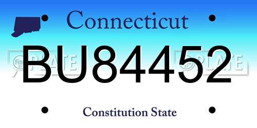 BU84452 Connecticut License Plate