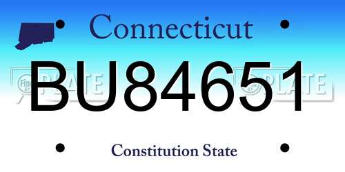 BU84651 Connecticut License Plate