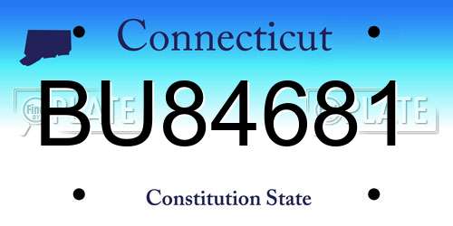 BU84681 Connecticut License Plate