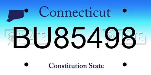BU85498 Connecticut License Plate