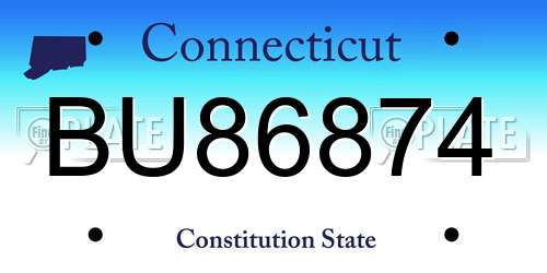 BU86874 Connecticut License Plate