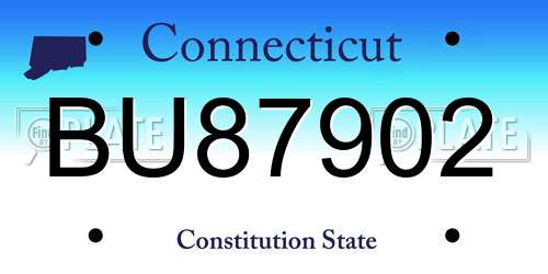BU87902 Connecticut License Plate