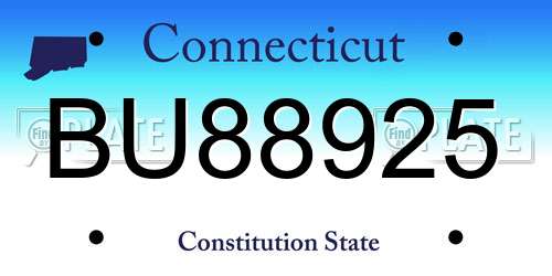 BU88925 Connecticut License Plate