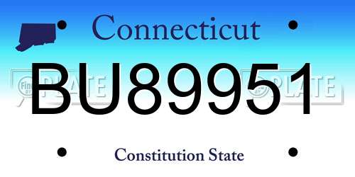 BU89951 Connecticut License Plate