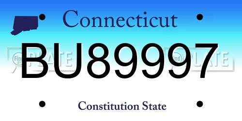 BU89997 Connecticut License Plate