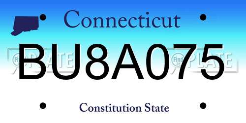 BU8A075 Connecticut License Plate