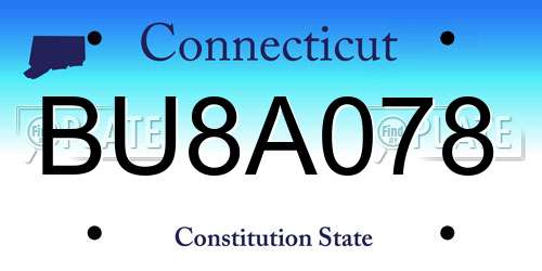 BU8A078 Connecticut License Plate