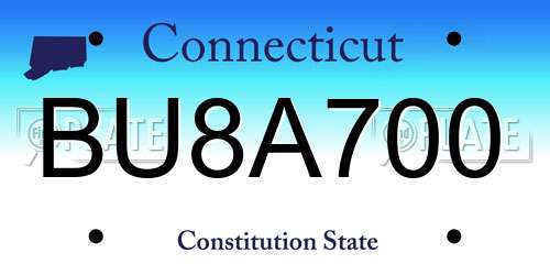 BU8A700 Connecticut License Plate