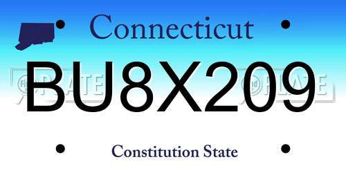 BU8X209 Connecticut License Plate
