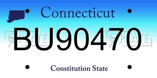 BU90470 Connecticut License Plate