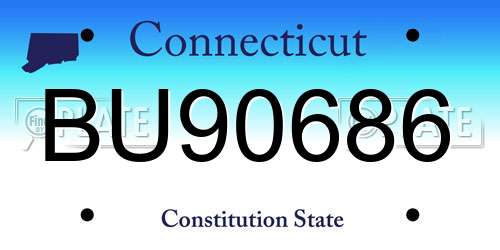 BU90686 Connecticut License Plate