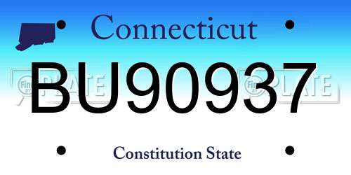 BU90937 Connecticut License Plate