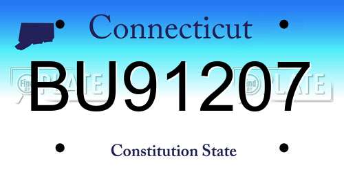 BU91207 Connecticut License Plate