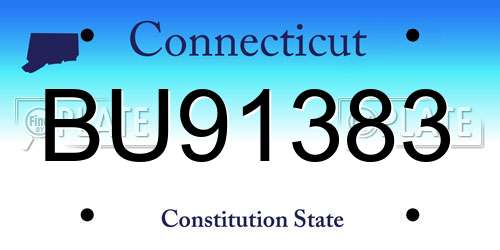 BU91383 Connecticut License Plate