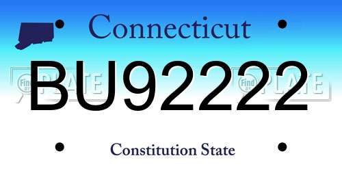 BU92222 Connecticut License Plate