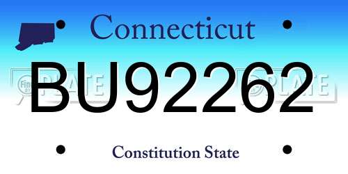 BU92262 Connecticut License Plate