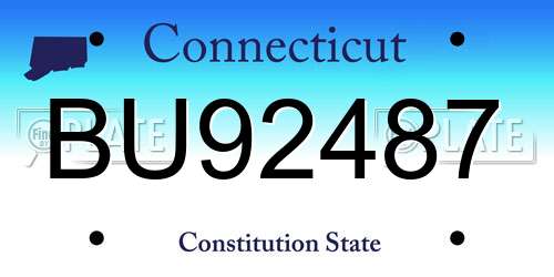 BU92487 Connecticut License Plate
