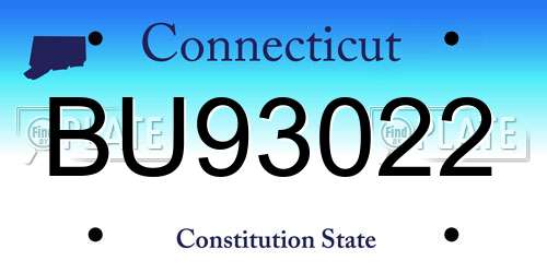 BU93022 Connecticut License Plate