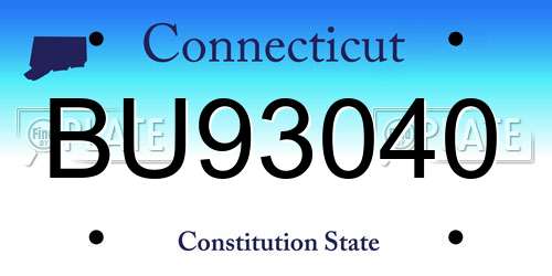 BU93040 Connecticut License Plate