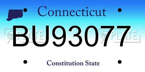 BU93077 Connecticut License Plate