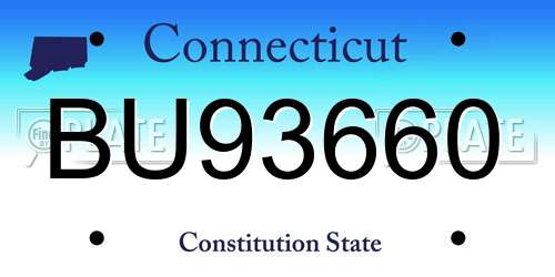 BU93660 Connecticut License Plate