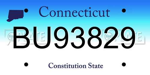 BU93829 Connecticut License Plate