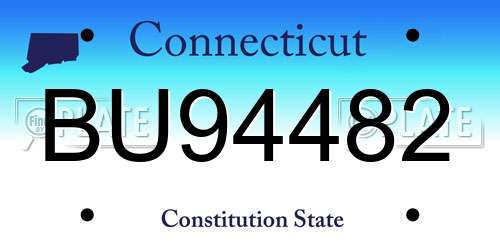 BU94482 Connecticut License Plate