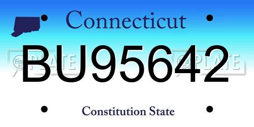BU95642 Connecticut License Plate