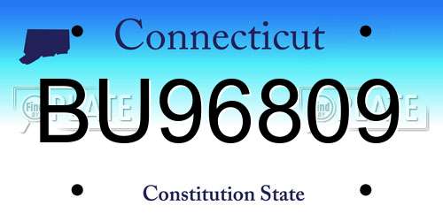 BU96809 Connecticut License Plate