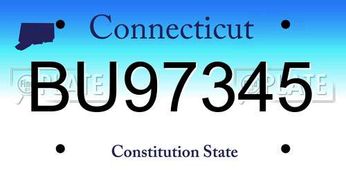 BU97345 Connecticut License Plate