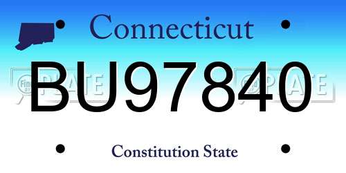 BU97840 Connecticut License Plate
