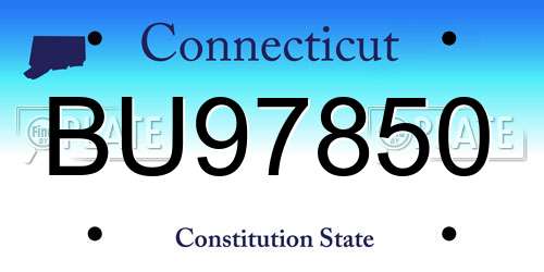 BU97850 Connecticut License Plate