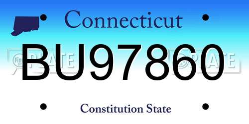 BU97860 Connecticut License Plate