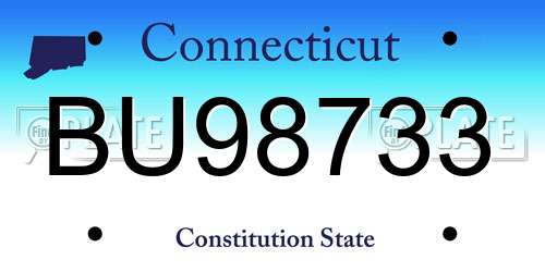 BU98733 Connecticut License Plate