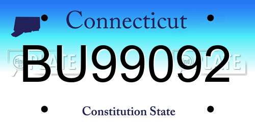 BU99092 Connecticut License Plate