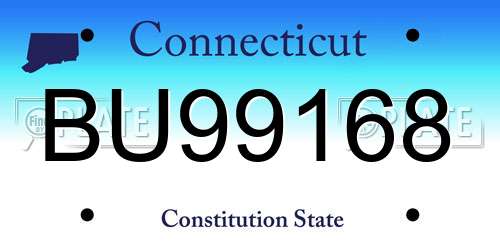 BU99168 Connecticut License Plate