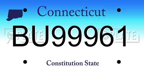 BU99961 Connecticut License Plate