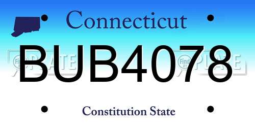 BUB4078 Connecticut License Plate