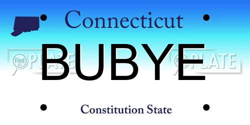 BUBYE Connecticut License Plate