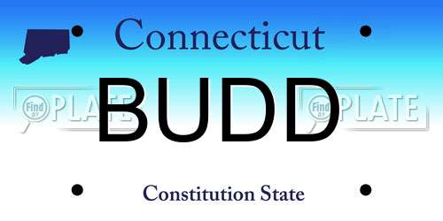 BUDD Connecticut License Plate