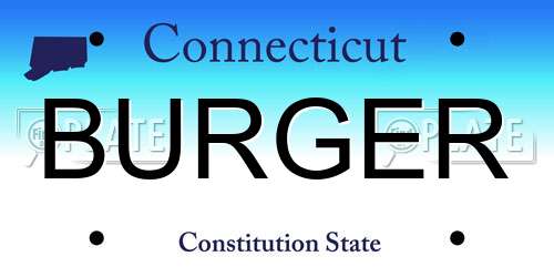BURGER Connecticut License Plate