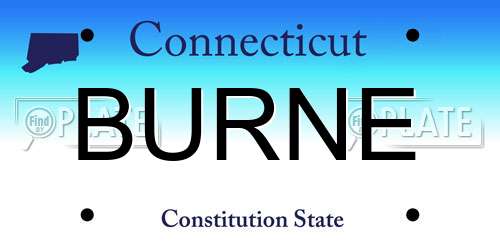 BURNE Connecticut License Plate