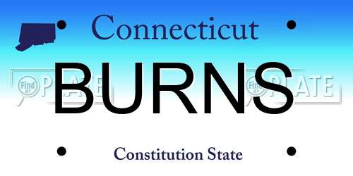 BURNS Connecticut License Plate