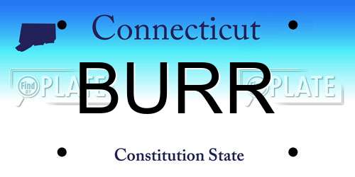 BURR Connecticut License Plate