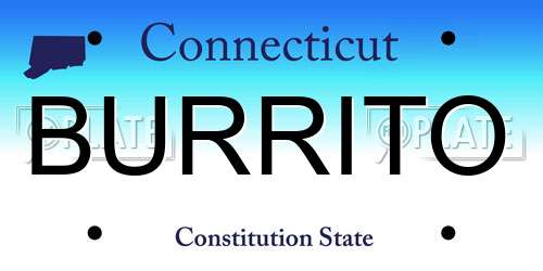 BURRITO Connecticut License Plate